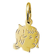 Golden charm child's head girl  12,5 mm high