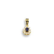 Huiscollectie 4007154 Gold pendant with sapphire diamond 0.08 crt