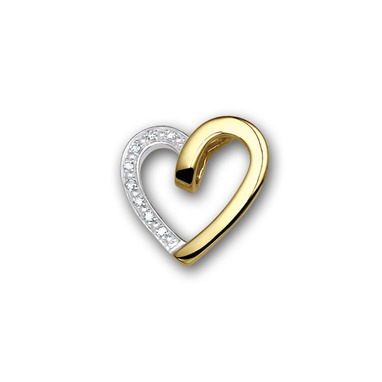 Huiscollectie 4009611 Bicolor gouden hart met diamant