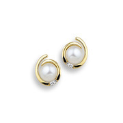 Huiscollectie 4013040 Gold studs with diamond and pearl