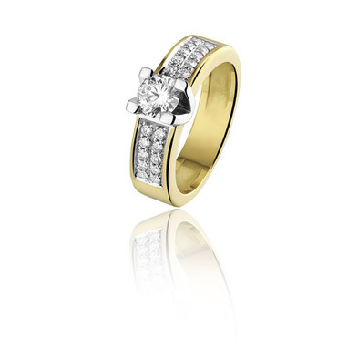 Huiscollectie 01-16-TR Bicolor gouden ring met diamant
