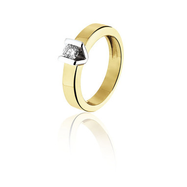 Huiscollectie 02-08-TR Bicolor gouden ring met diamant