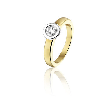 Huiscollectie 10-11-TR Bicolor gouden ring met diamant