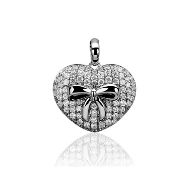 Zinzi ZIH891 zilveren hartvormige hanger met zirkonia