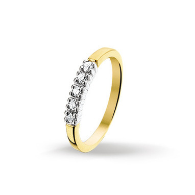 Huiscollectie 4206904 Bicolor gouden ring met diamant 0.15 crt
