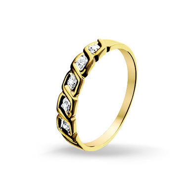 Huiscollectie 4015149 Gouden ring met diamant 0.022 crt