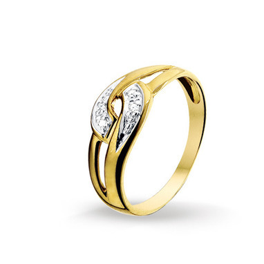 Huiscollectie 4014945 Gouden ring met diamant 0.018 crt