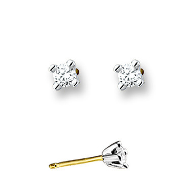 Huiscollectie 4205091 Bicolor gouden oorstekers met diamant 0.25 crt