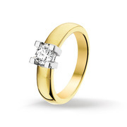 Huiscollectie 4204986 Bicolor gold ring with diamond 0.25 crt