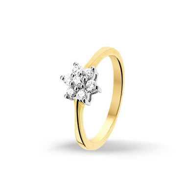 Huiscollectie 4207018 Bicolor gouden ring met diamant 0.24 crt