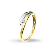 Huiscollectie 4206367 Bicolor gold ring with diamond 0.03 crt