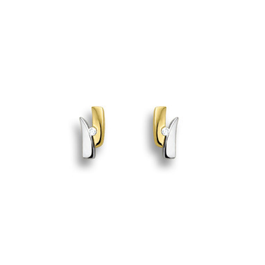 Huiscollectie 4206359 Bicolor gouden oorstekers met diamant 0.02 crt