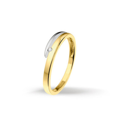 Huiscollectie 4206366 Bicolor gouden ring met diamant 0.018 crt