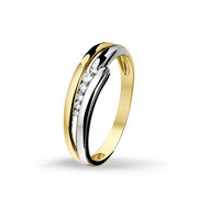 Huiscollectie 4205936 Bicolor gold ring 0.09 crt