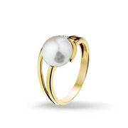 Huiscollectie 4014324 Gold ring with pearl and diamonds