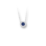 Huiscollectie 4103271 Whitegold necklace with saphire and diamonds