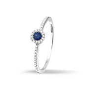 Huiscollectie 4103263 Whitegold ring with saphire and diamonds