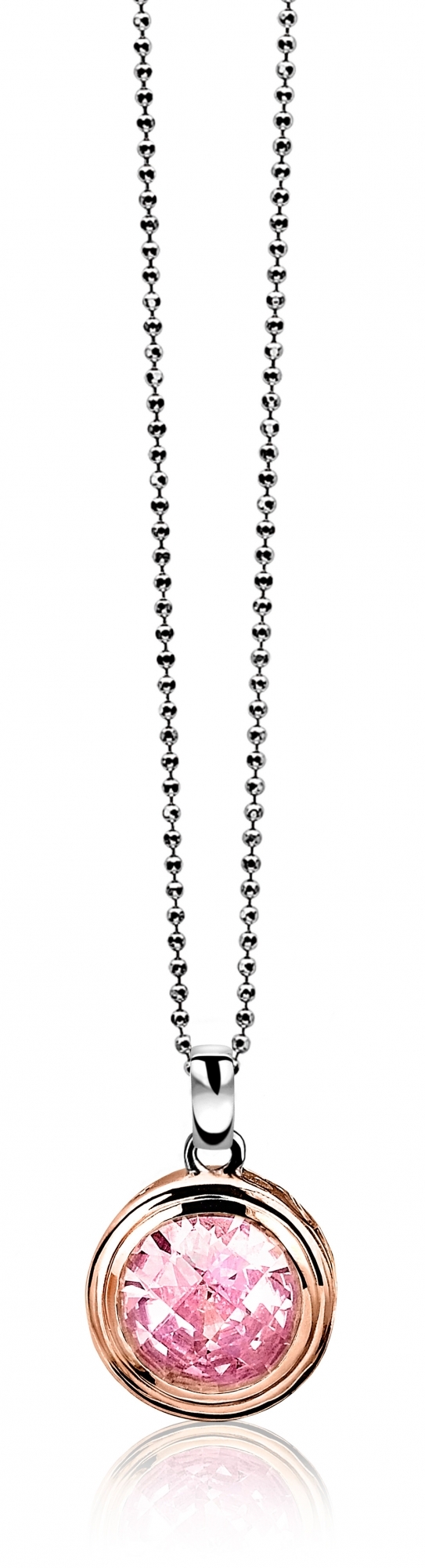 Zinzi ZIH50RR Rosevergulde zilveren hanger met zirkonia