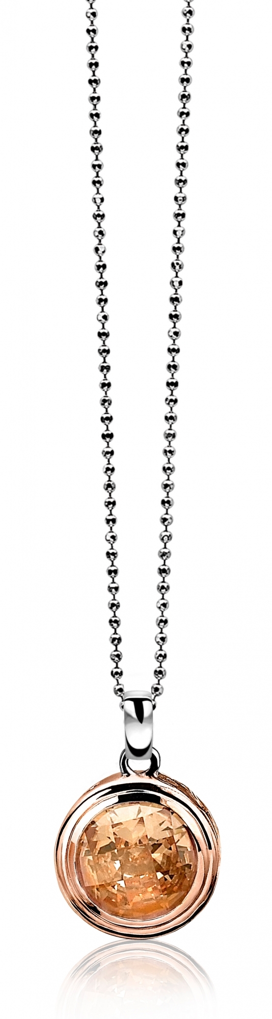 Zinzi ZIH50CR Rosevergulde zilveren hanger met zirkonia