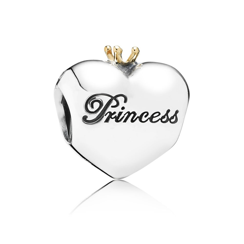 Pandora 791375PCZ Heart silver charm with 14k crown, pink and clear cubic zirconia