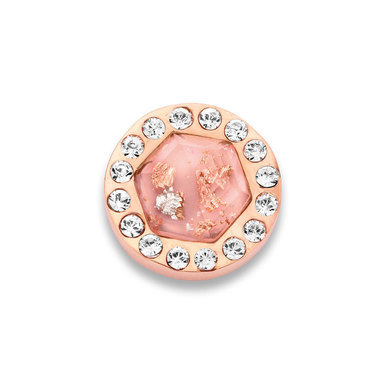 Mi Moneda LUN-25-XS Luna Mauve Stainless Steel Rosegold Plated Disc With Flakes And Swarovski Crystals