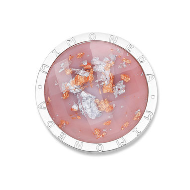 Mi Moneda LUN-28-L Luna Light Pink Stainless Steel Disc With Silver And Rosegold Toned Flakes