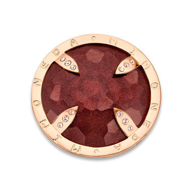 Mi Moneda SW-BELI-25-L Belize Bordeaux Stainless Steel Rosegold Plated Disc With Special Cut And Swarovski Crystals