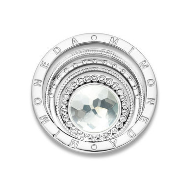 Mi Moneda SW-CARI-01-L Cariňa Stainless Steel Open Disc With Swarovski Crystals And Xs Moneda
