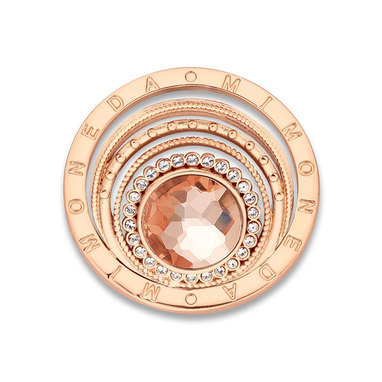 Mi Moneda SW-CARI-03-L Cariňa Stainless Steel Rosegold Plated Open Disc With Swarovski Crystals And Xs Moneda