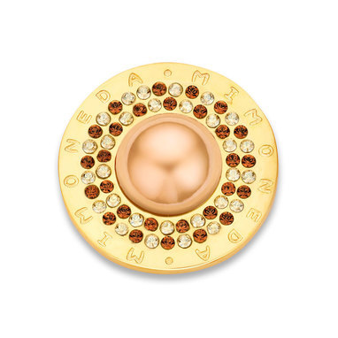 Mi Moneda SW-NOC-02-S Noche Stainless Steel Disc Gold Plated With Champagne Colored Pearl And Swarovski Crystals