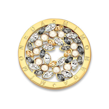 Mi Moneda SW-ROS-42-M Rosa Champagne Stainless Steel Gold Plated Open Disc With Swarovski Crystals