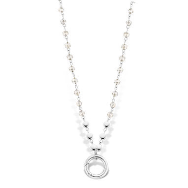 Mi Moneda NEC-01-SEL-90 Selma Necklace With Crystal Beads, Stainless Steel Clipring, Wearable 2 Lenghts