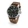 TW Steel MS14 48mm steel case chrono date black dial luminous green indexes cognac vintage leather strap horloge 1