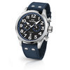 TW Steel VS38 48mm steel case dual time date black dial blue details dark blue textile strap horloge 1