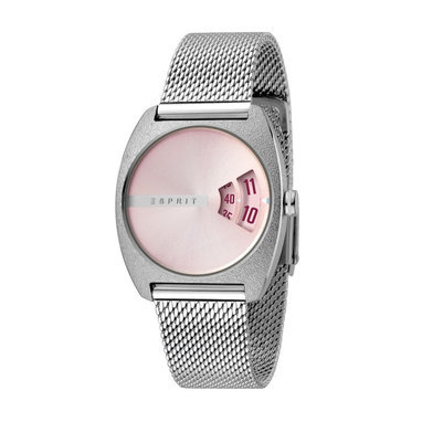 Esprit ES1L036M0055 Disc Pink Silver Mesh horloge