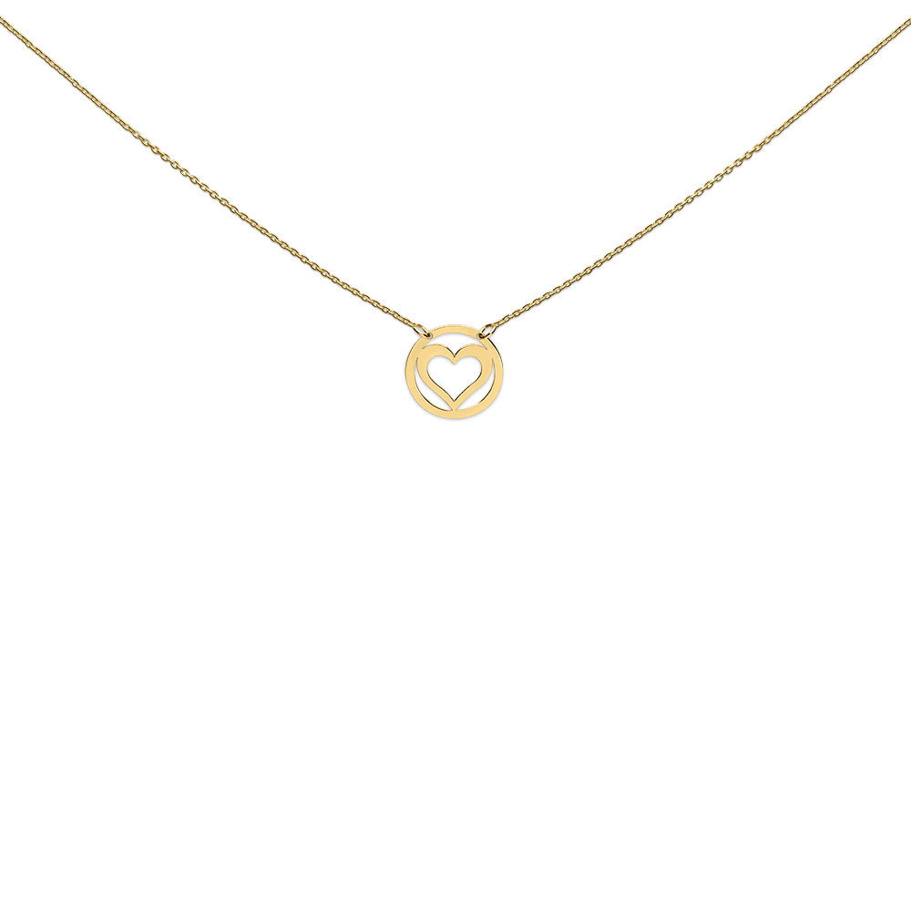 Heart to get NG05HER18 Necklace heart round 14 krt gold