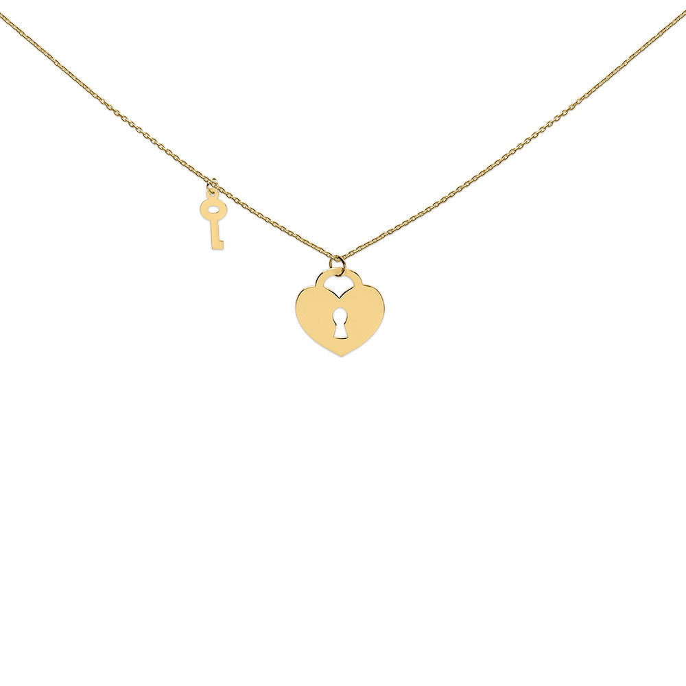 Heart to get NG11HLO18 Necklace heart lock 14 krt gold