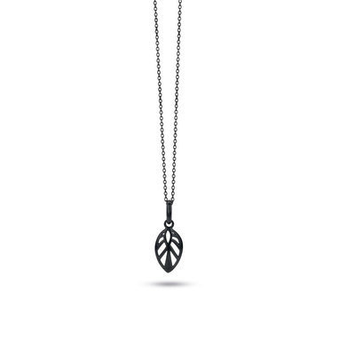 Spirit Icons 10054 Leaf collier met hanger zwart verguld