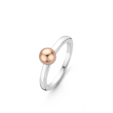Ti Sento 12128PR zilveren ring met roséverguld bolletje