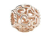 Pandora Rose Charm silver-ros colored Hearts 780964