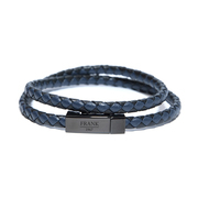 Frank 1967 7FB-0154 Wrap bracelet steel/leather blue-black 41 cm