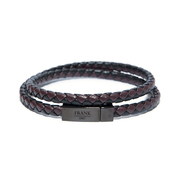 Frank 1967 7FB-0155 Wrap bracelet steel/leather brown-black 41 cm