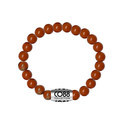 CO88 Bracelet with logo bead steel/jasper/brown red, stretch/all-size 8CB-17028