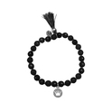 CO88 Stretch bracelet with tassel Crown steel/jade silver/black 8CB-40008