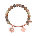 CO88 Bracelet with charms bar/hearts/clover rose/multibrown 8CB-50005