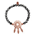 CO88 Stretch bracelet with dream catcher steel/agate black/rosé one-size 8CB-80025