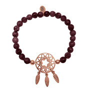 CO88 Stretch bracelet with dreamcatcher steel/jade rose/dark red one-size 8CB-80027