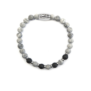 CO88 Collection 8CB-90036 - Natural stone bracelet - Jasper and Agate 6 mm - size l - gray / black