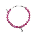 CO88 Collection 8CB-90048 - Natural stone bracelet with steel elements - Jade 6 mm and joy charm - one-size - pink / silver colored