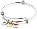 CO88 Collection 8CB-90091 - Steel bangle with charms - open hearts - one-size - silver colored